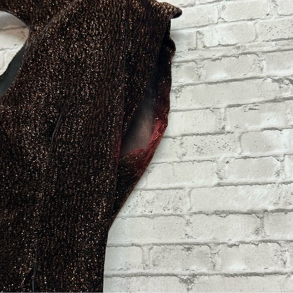 Vintage Francine Browner Women's Size 3 Copper Black Shimmer Top Bow Feathers - Picture 8 of 15